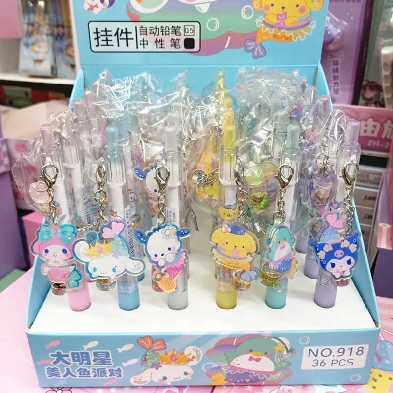 

36 шт. подлинная новинка Sanrio Kuromi подвеска из сплава механический карандаш милый мультяшный пресс замена стержень ручка канцтовары оптовая продажа