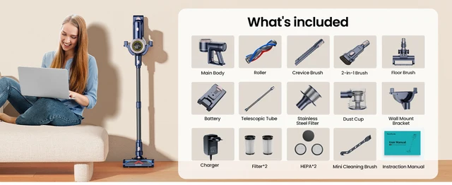 Honiture s15 cordless vacuum cleaner 450w Rod vacuum cleaner 60