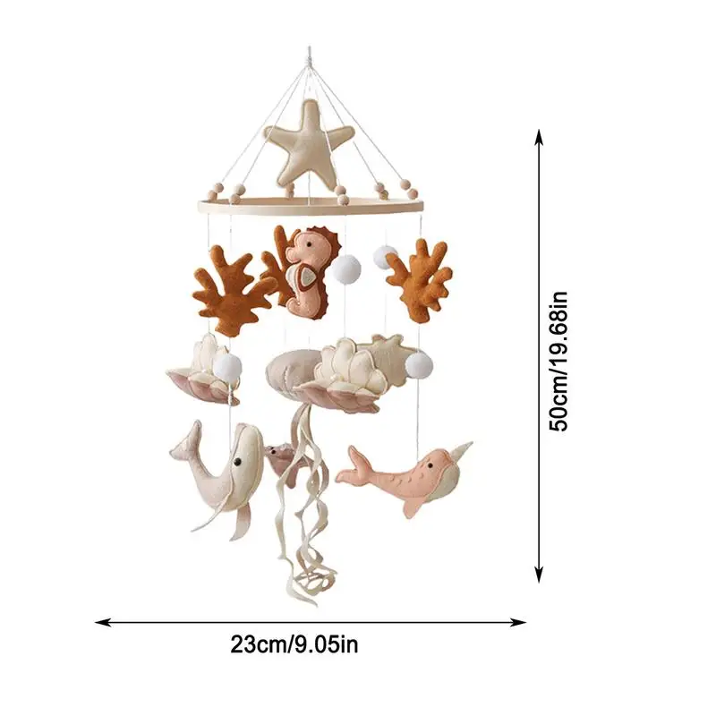 Nursery Mobiles Marine Animal-Themed Crib Ceiling Mobile Starfish Wind Chime Bedbell Aesthetic Calming Mobile Toys With Bell For
