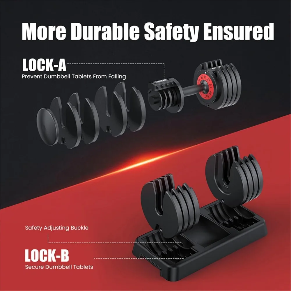 Adjustable Dumbbell 55LB Single Dumbbell 5 Weight Options Anti-Slip Metal Handle, Ideal Home Exercise Equipment