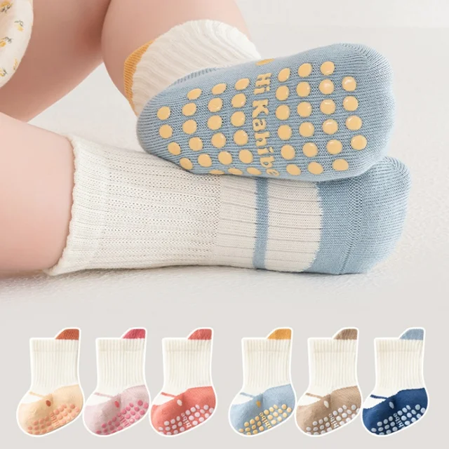 3 paires/lot chaussettes pour enfants pour filles garçons coton doux enfant en bas âge plancher maison chaussettes pour bébé élégant mode enfants chaussette anti-dérapant nouveau 1