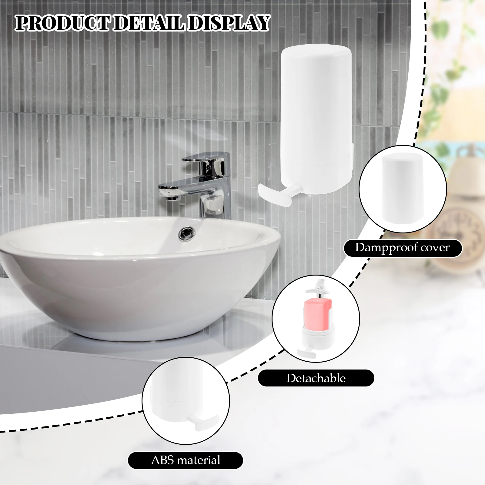 Wall Mounted Soap Dispenser Box Waterproof ABS