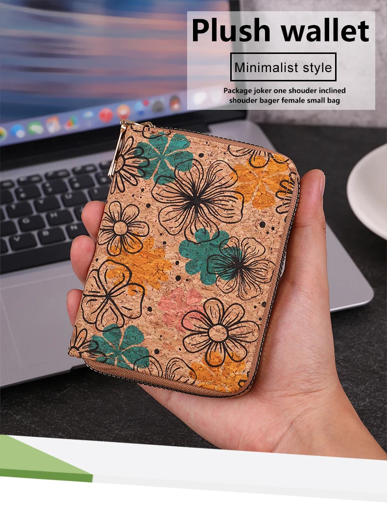 Cross border multifunctional Bohemian style short women's wallet, wood grain multi card slot wallet, large capacity portable car