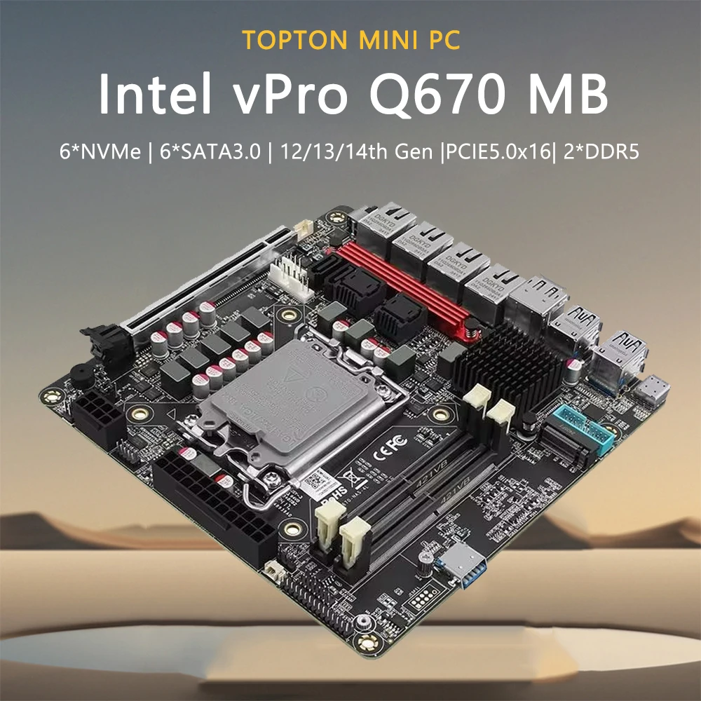TOPTON N19 Q670 vPro NAS Motherboard LGA1700 6xNVMe 6xSATA 4x2.5G