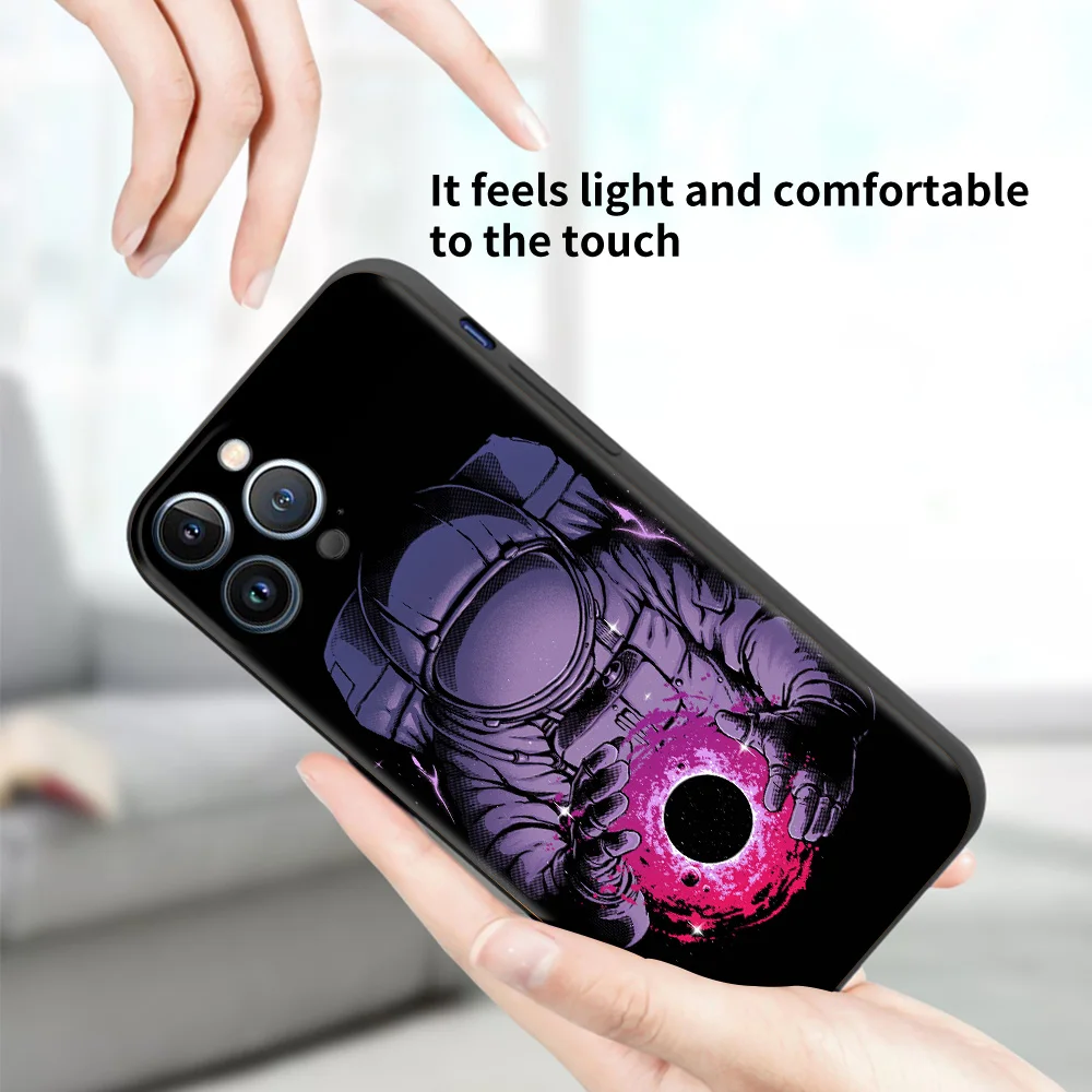 best case for iphone 13  Space Moon Astronaut Case For Apple iPhone 13 Pro 11 12 7 XR X XS X Max 8 6 6S Plus 5 5S SE 2022 Black Silicone Phone Coque 13 mini case