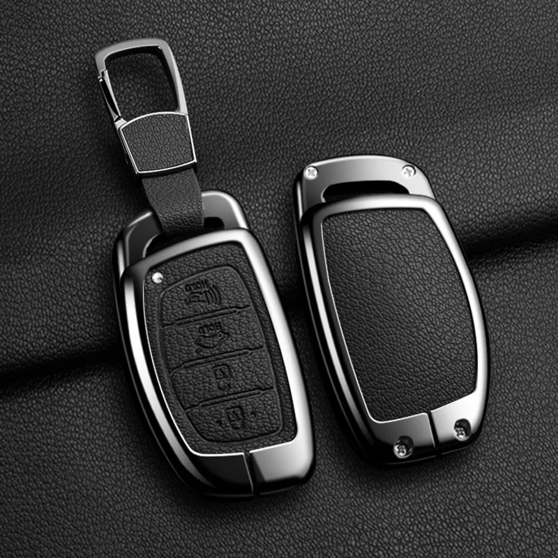 Zink-legierung Leder Auto Schlüssel Fall Abdeckung Für Hyundai Tucson Santa Fe Rena Sonata Elantra Creta Ix35 Ix45 I10 i30 I40 Zubehör – Detail 17