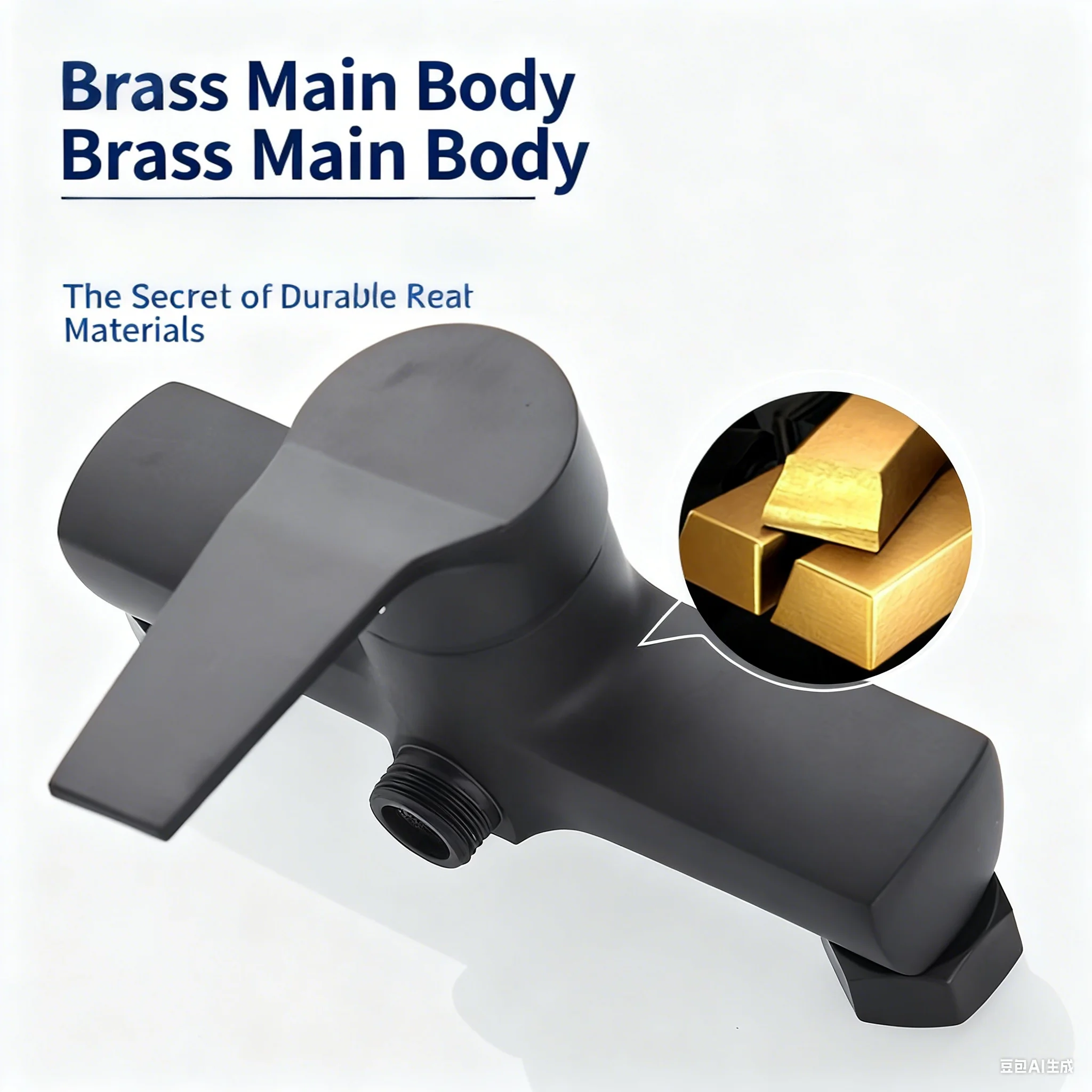 ก๊อกน้ำฝักบัวติดผนังสีดำ, ก๊อกน้ำห้องน้ำแบบมือจับเดี่ยว, อุปกรณ์ฝักบัว, ก๊อกน้ำผสมน้ำร้อนน้ำเย็นสำหรับห้องน้ำ 1