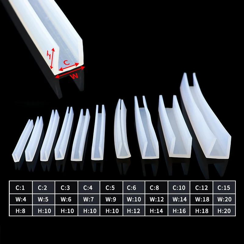 1m silicone rubber seal strip U shape solid gasket soft window car door shower frameless glass edge weatherstrip protect door seal strip sealing strip tape window seal strip sealing tape sealing strip rubber seal strip silicone seal strip