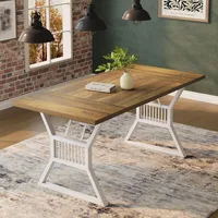 70.8 Inch Dining Table 6-8 Person, Kitchen Table with Heavy Duty Metal Legs, Farmhouse Dining Room Table for Kitchen 1