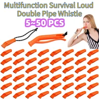 50~5PCS Whistle Outdoor Camping Hiking Survival Rescue Emergency Loud Whistle Sport Match Double Pipe Dual Band Whistle 1