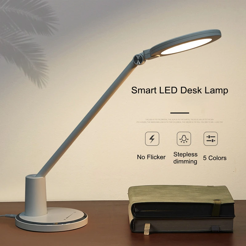 

LED Aluminum Desk Lamp Stepless Dimming Metal LED Light Table Lamps For Office Living Room Eye Care Study Lamp 5 Color Modes