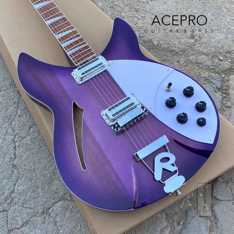 

Purple Color 360 Electric Guitar, Semi Hollow Body, R Shaped Tailpiece, 6 String Guitarra, Rosewood Fingerboard, Free Shipping