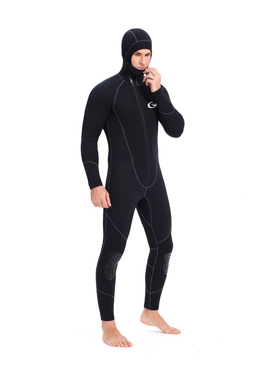 Men's 7mm Neoprene Hoodie Wetsuit, Front Zip Full Body Keep Warm Scuba Diving Suit Underwater Hunting Surfing Spearfishing 2