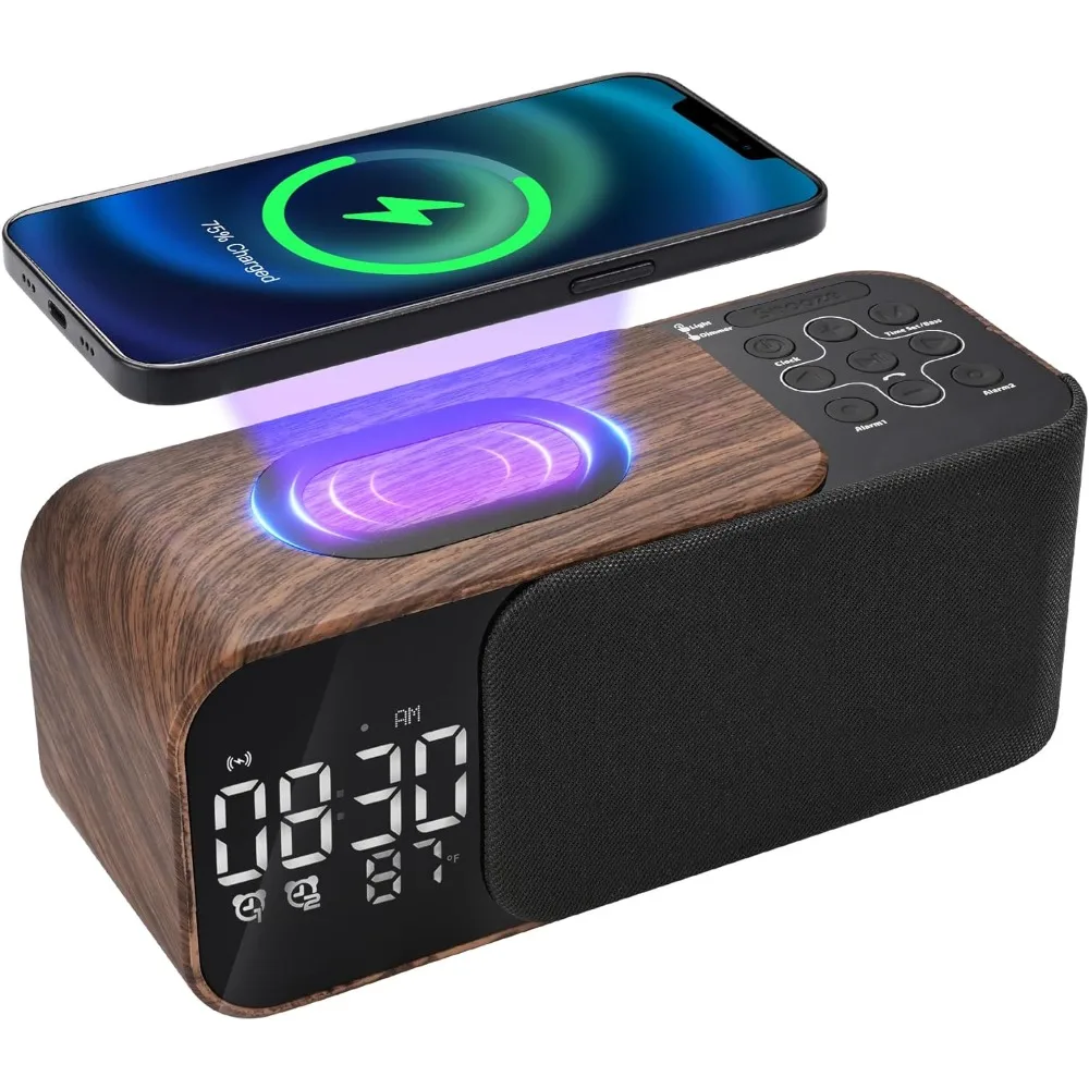 

Будильник с Bluetooth-динамиком, часы с радио и беспроводным зарядным устройством