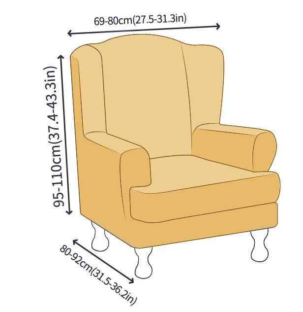 LANMO LIFE Wingback Armchair Slipcover Stretch Chair Slip Covers Washable Armchair Protector Cover for Living Room and Bedroom 6
