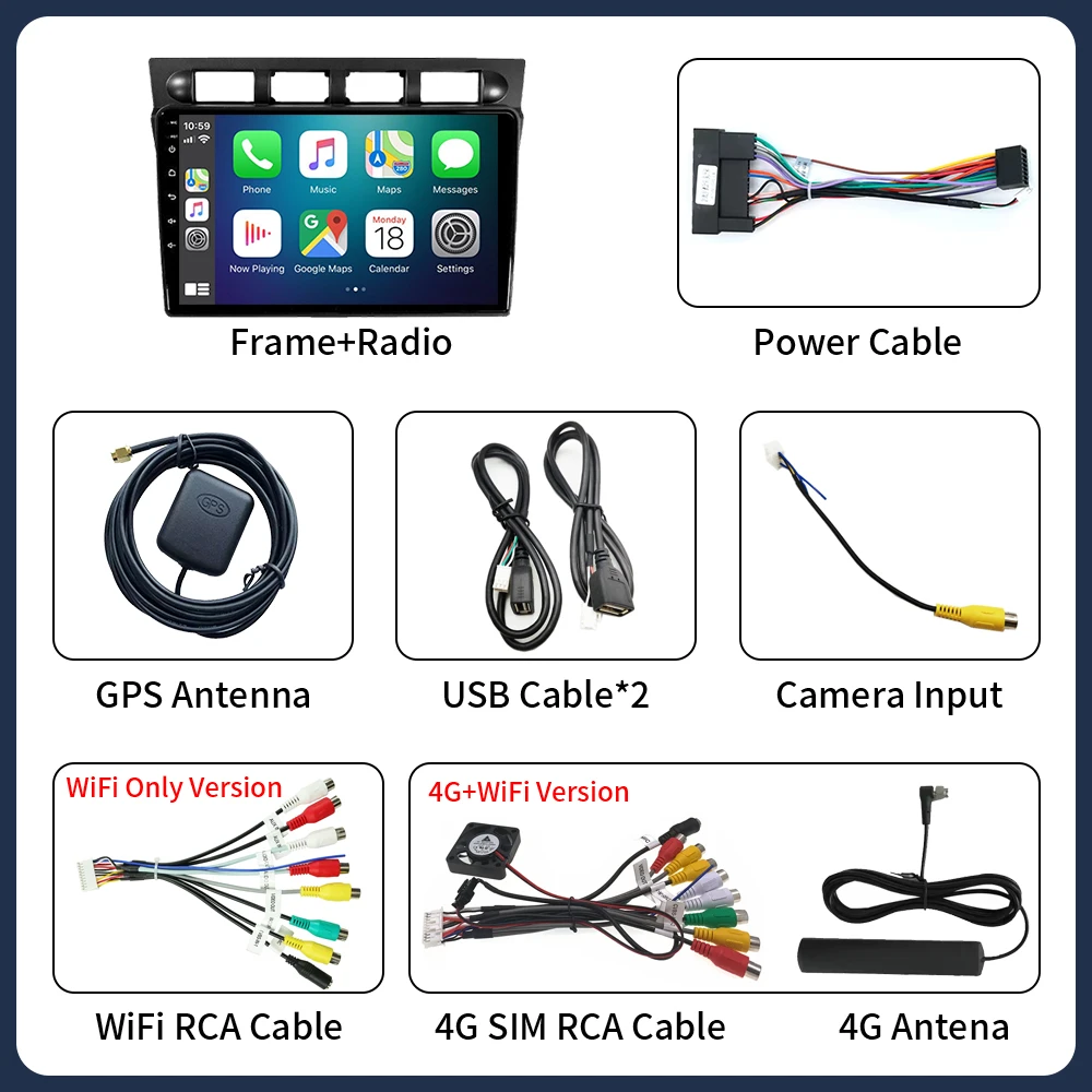 Radio para Auto Android 16 para Kia Picanto SA Morning 2004 - 2007, Reproductor Multimedia Estéreo, GPS, WIFI+4G, Carplay Inalámbrico, Video para Auto, DSP 6
