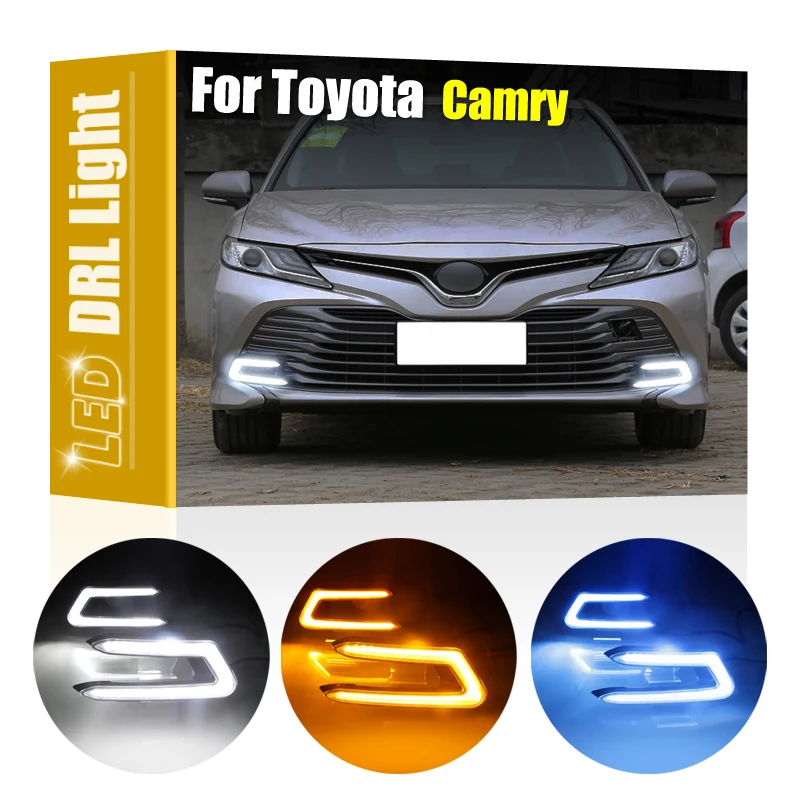 2pcs Front Bumper White Led Drl Daytime Running Light Amber Turn Signal