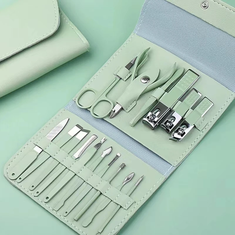 

Stainless Steel Nail Clipper Pedicure Cutter Set Manicure Scissors Nails Files Toenail Fingernail Eyebrow Trimmer With Fold Bag