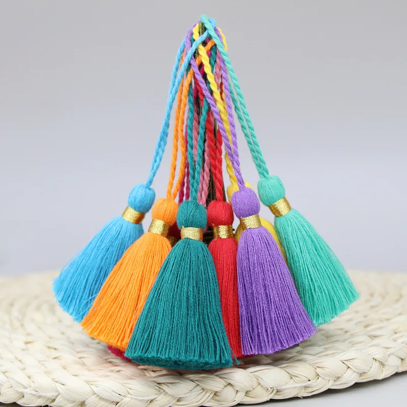 10PCS Pure Cotton Fringe Tassels 6cm keychains Tassels Gold