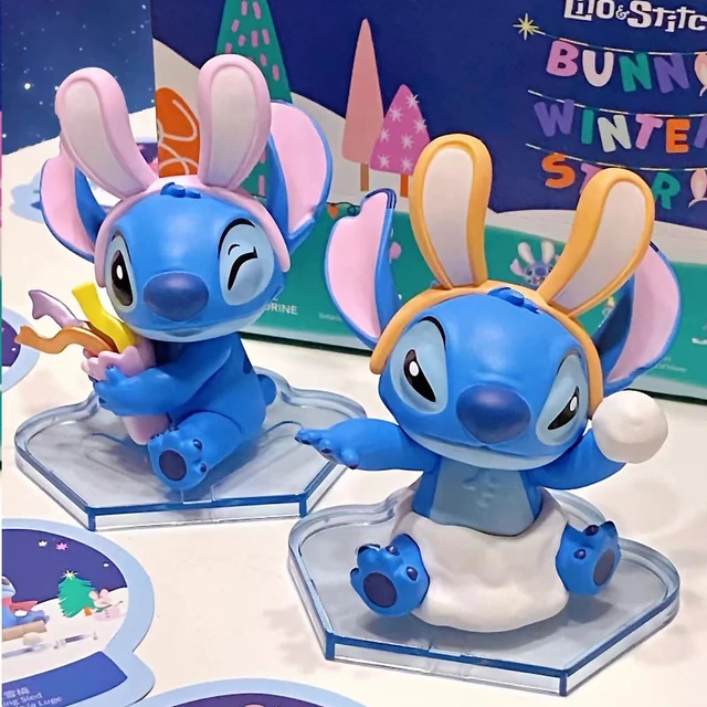 Disney Anime Stitch Action Figure Toy Stitch and Angel 14cm Crystal  Building Blocks Gifts for Kids Room Decoration