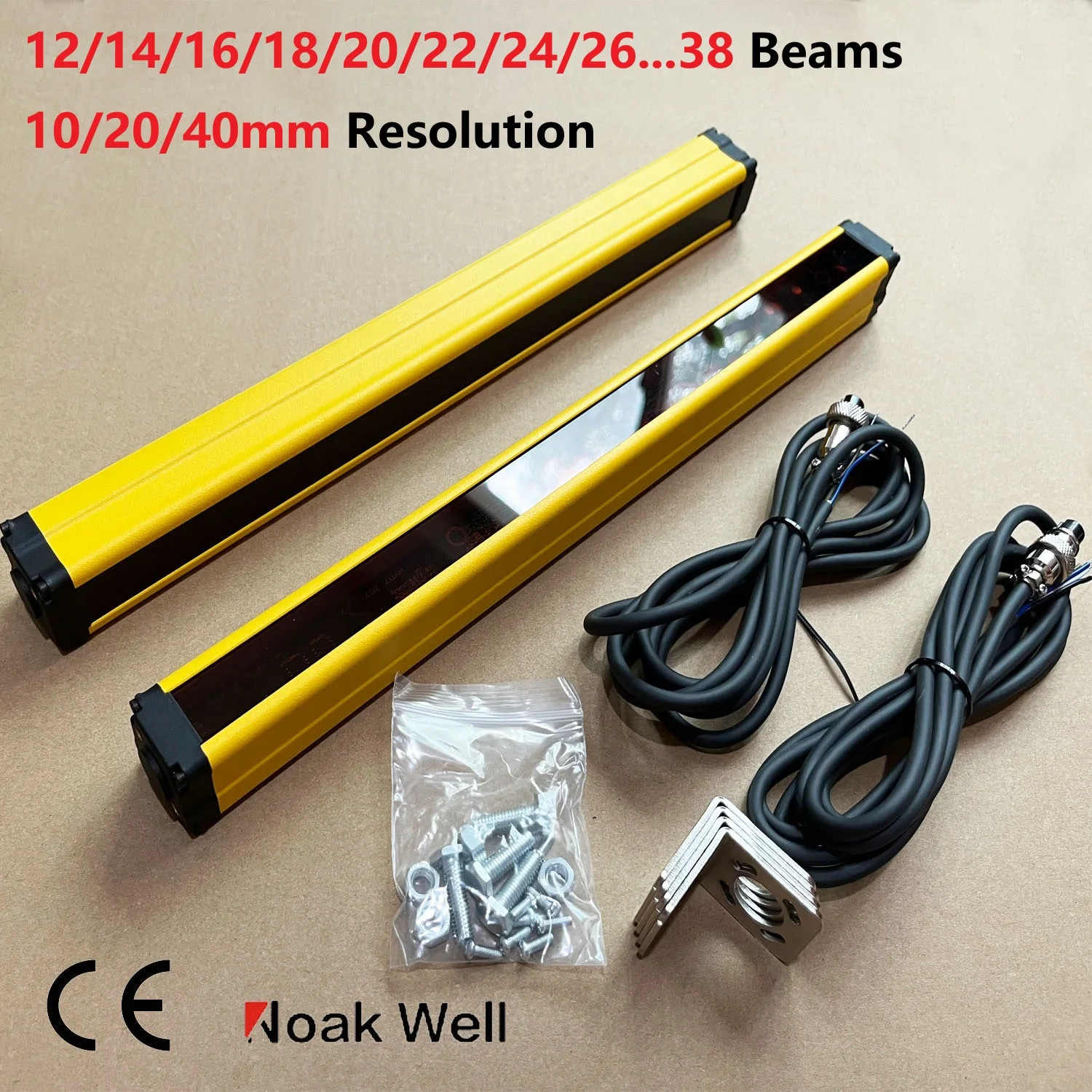 เซ็นเซอร์ม่านแสงนิรภัย 12/14/16/18/20/22/24..38 ลำแสง ความละเอียด 10/20/40 มม. แบบอินฟราเรด อุปกรณ์ป้องกันอุตสาหกรรม 1