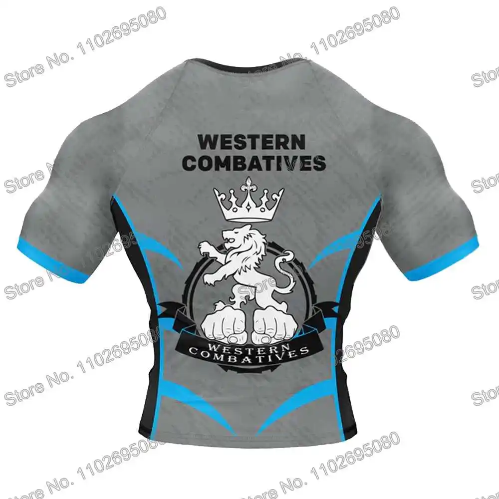 Western Combatives Surf Clothing BJJ MMA Men Rash Guard Short Sleeve Diving T-Shirt Tight Swimwear Summer Beach Floatsuit GYM