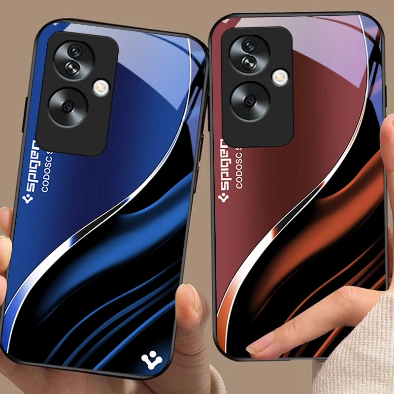 Deep Blue Fashion Tempered Glass Black Phone Case