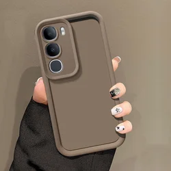 Luxury Candy Matte Soft Cover with Anti - Fall Protection for Vivo Y31 5G India (TY brown)