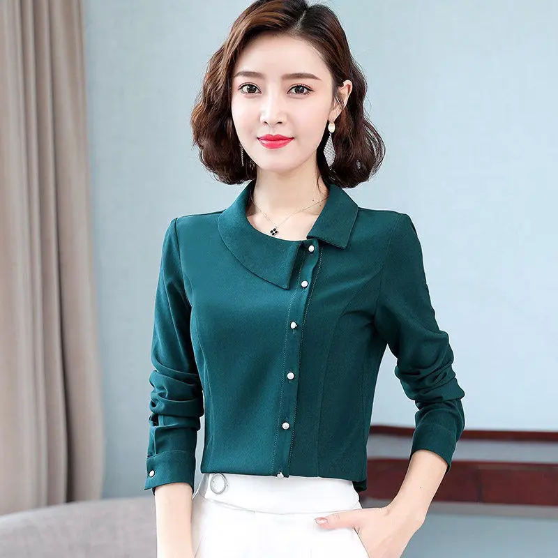 

sister chiffon shirt female spring and autumn new 200 catties long sleeve lady fertilizer XL loose cover belly bottoming top