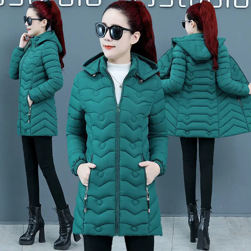 Parkas Women Hooded Winter Jacket 2022 Korean Thicke Down Cotton Clothes Middle-Aged Female Coat Mother Warm Long Outwear XL-6XL