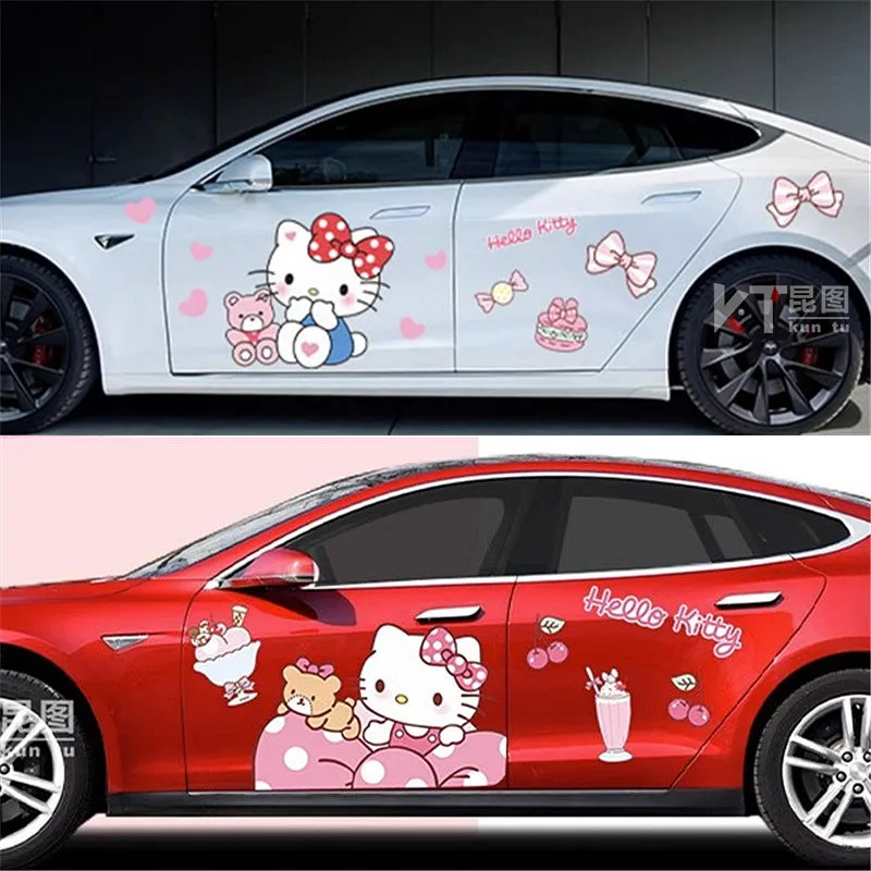 

Sanrio Car Body Sticker Car Film Hello Kitty Cartoon Suitable for All Cars Creative Decoration Body Sticker Cute Car Accessories