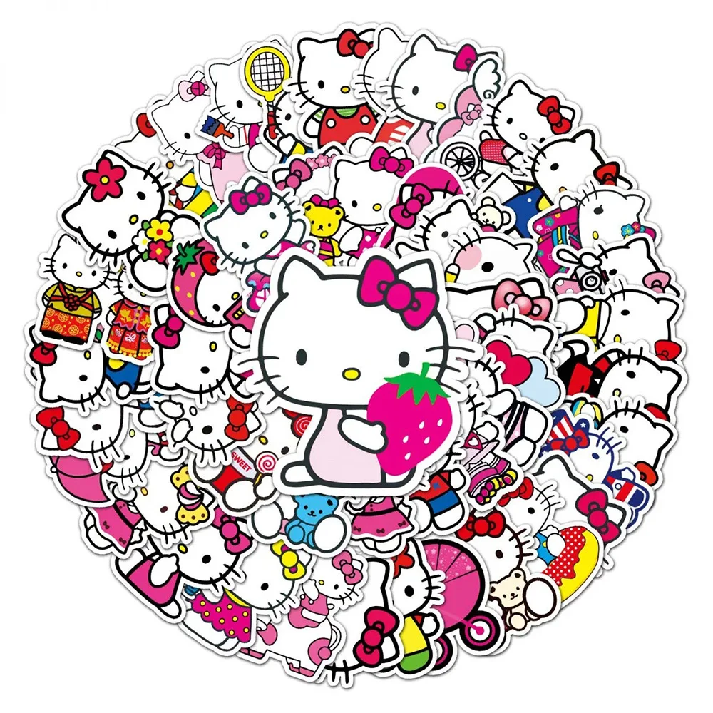

10/30/50pcs Cute Hello Kitty Stickers Cartoon Sticker for Kids Girls Toy Suitcase Scrapbook Phone Kawaii Anime Cat Decals Decor