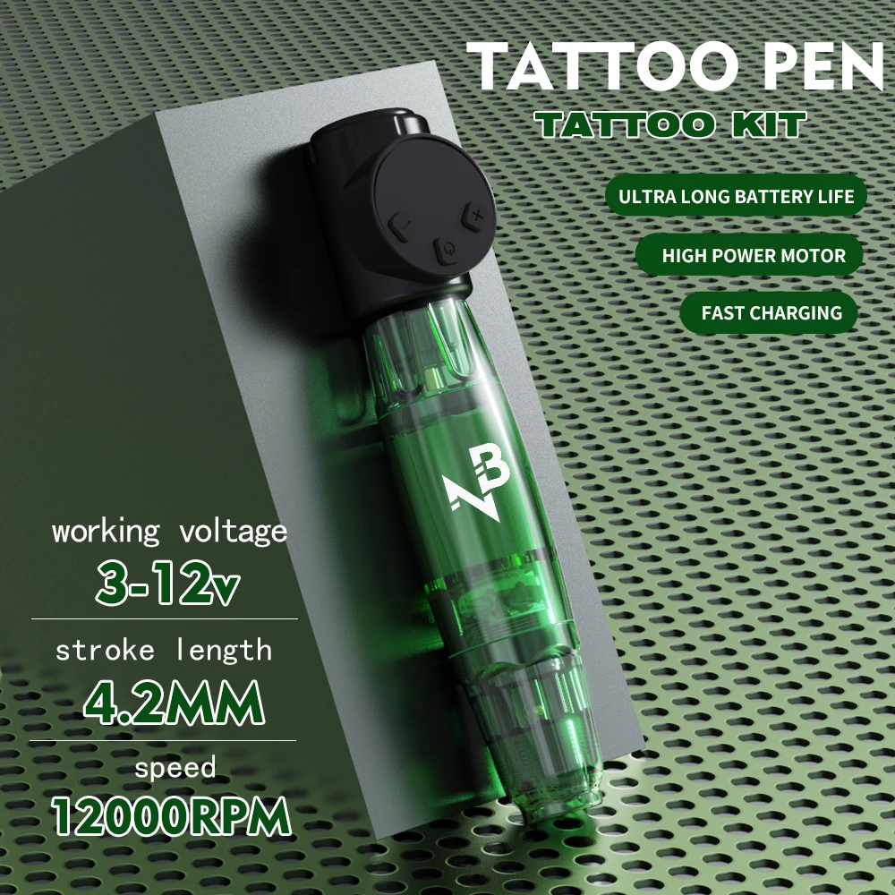 Goldplume Tattoo Kit Wireless Tattoo Machine Gun Kit 1100Mah Power Supply 10 Needles 7 Bottles Ink Accessories Beginners Masters