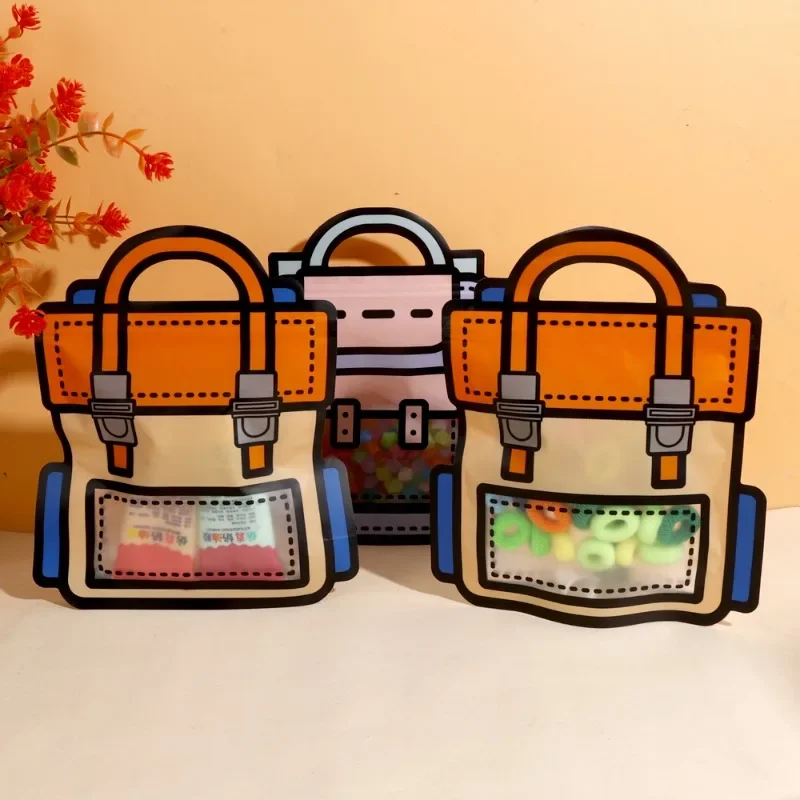 Creative Lunch Bag School Bags Cookie Candy Plastic Zipper Bags Snack Packaging Kids Birthday Graduation Party Gifts Lots