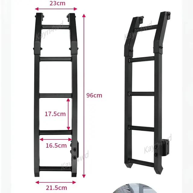 سلم تسلق خلفي من الألومنيوم لسوزوكي جيمني ، ملحقات 4x4 للطرق الوعرة ، رف أمتعة توسيع السقف ، JB64 JB74