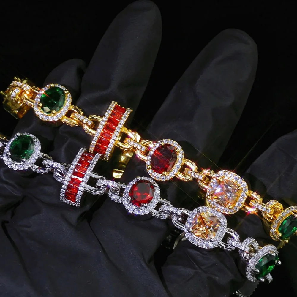 Sca3abefc323b4c368d17f28c6a3274c2W Multicolor Ruby and Emerald Chain Iced Necklace Sparkling 18K Gold Plated Cubic Zirconia Fine Jewelry for Women Gift Mallzona