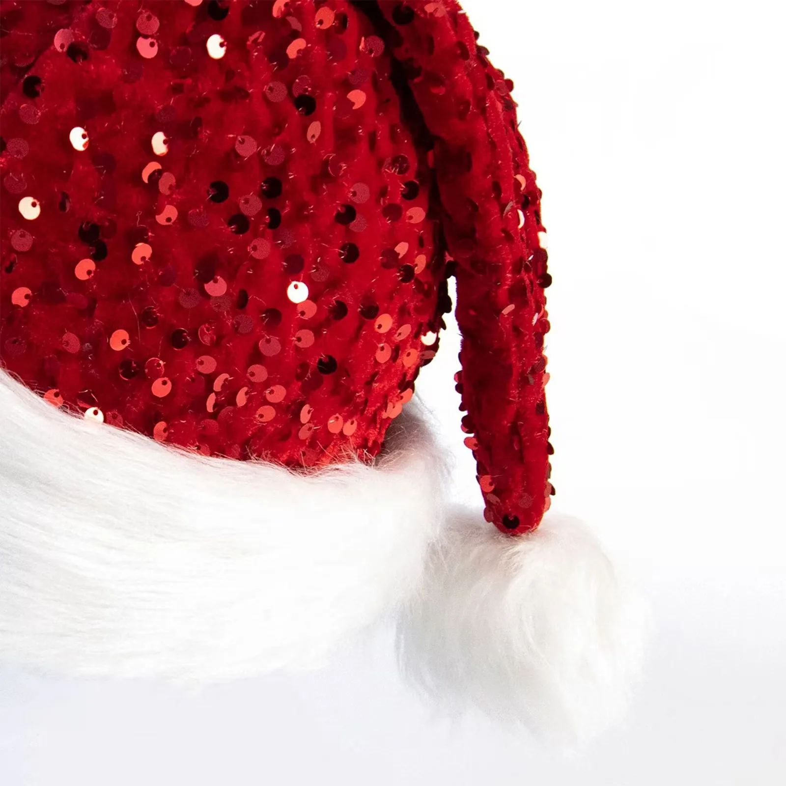 Christmas Beanie Hat Red Double-Layer Sequin Sea Style Plush Hat christmas beanie hat