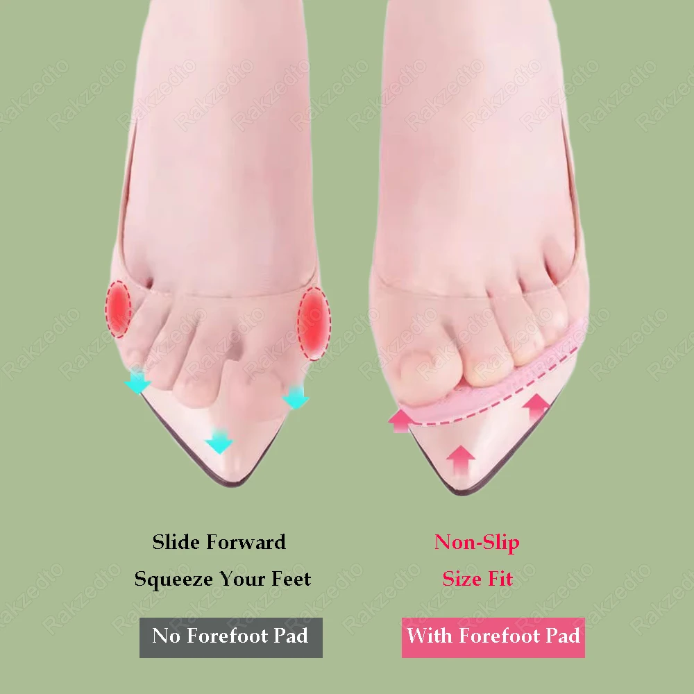 3Pairs Forefoot Pads for Women High Heels Pain Relief Non-Slip Insoles for Shoes Too Big Size Reduce Insert Foot Pads Toes