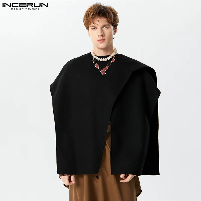 

INCERUN Men's Irregular Vests Solid Color V Neck Sleeveless Loose Casual Waistcoats Men Streetwear 2024 Fashion Ponchos Cloak