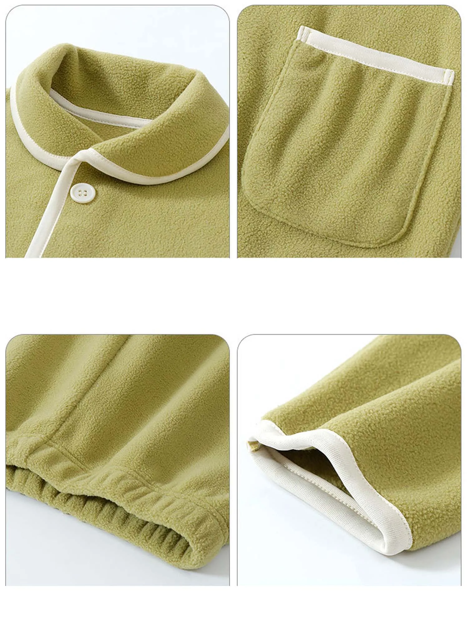 어린이 소녀 소년 따뜻한 양털 잠옷 세트 목욕 휴일 파티 캐주얼 데일리웨어 홈웨어 라운지웨어 긴 소매 버튼 탑+바지