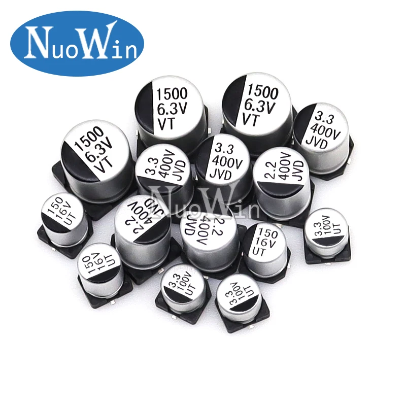 SMD Aluminum Electrolytic Capacitor 10PCS 10V/16V/25V/35V/50V 0.47UF-1000UF