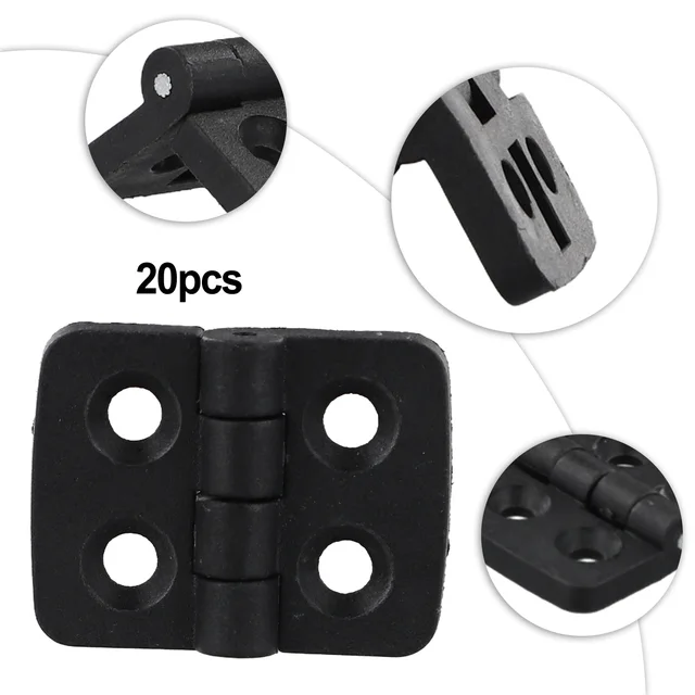 10PCS 40*30mm Small Hinges Black Mini Plastic Door Bearing Butt Cabinet Drawer Jewellery Box ABS Hinge For Furniture Hardware 2