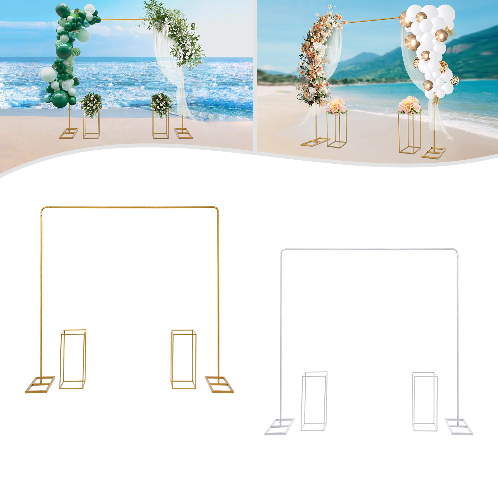 White/Gold Balloon Stand with Flower Stands Metal Wedding Stand Wedding Backdrop