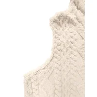 Plus Size 1XL-5XL Women's Textured Hooded Vest Sleeveless Hoodie Coat Button Down Faux Fur Coat - Image 5