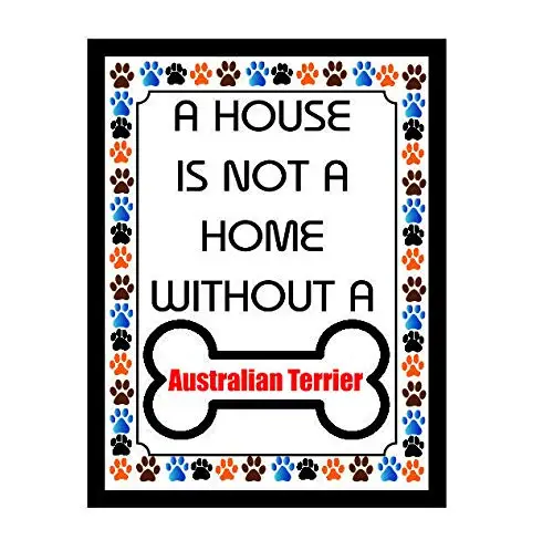 

House is Not A Home Without A Australian Terrier Dog Metal Sign