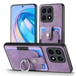 Luxury Leather Card Holder Case with Ring Stand and Magnetic Back Cover for Moto G37 Power 5G (Purple)