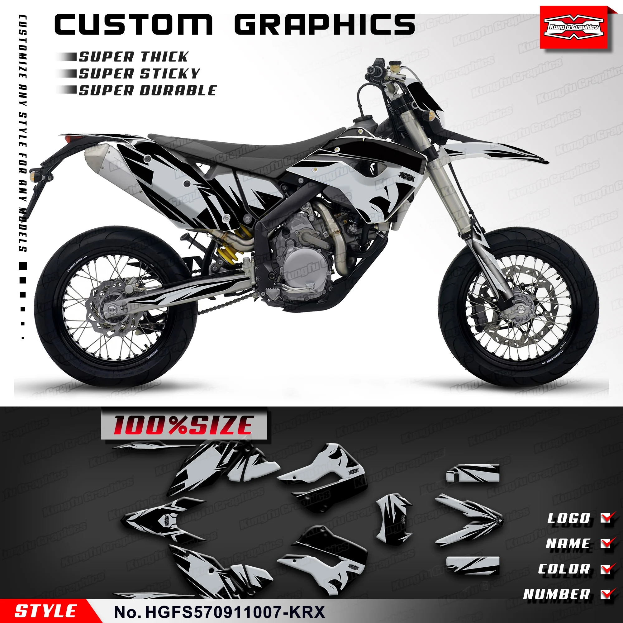 

KUNGFU, графические наклейки, виниловые наклейки для Husaberg FS 570 2009 2010, HGFS570911007-KRX