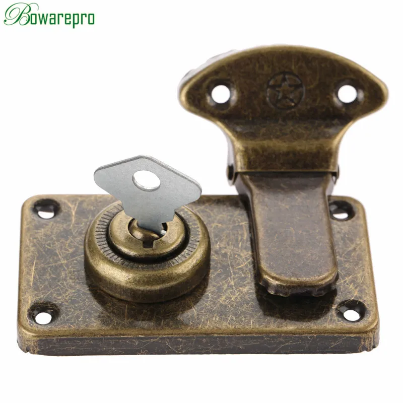 Furniture Hardware Antique Box Latches Decorative Hasp Vintage Jewelry Wooden Box Suitcase Hasp Latch Toggle with Key and Screws