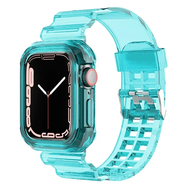 ตัวเลือกสินค้า สายใส+เคสสำหรับแอปเปิ้ลวอทช์ 11 10 9 8 7 6 5 SE 4 38 มม. 42 มม. 46 มม. สายซิลิโคนสำหรับไอวอทช์ 40 มม. 44 มม. 41 มม. 45 มม. อัลตร้า 49 มม.