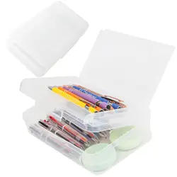 Compact Double - Layer Pencil Box with Snap - Tight Lid - Lightweight & Smooth Edge (White)